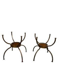 Erik H glund MID CENTURY IRON LOW SIDE TABLES GLASS ETCHED TOPS STYLE OF ERIK HOGLUND - 4439093