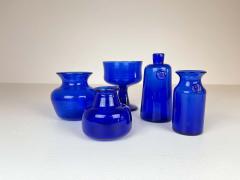 Erik H glund Midcentury Collection of Five Blue Vases by Erik Hoglund Sweden 1960s - 2477863
