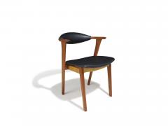 Erik Kirkegaard Erik Kirkegaard Danish Teak Dining Chairs in Black Leather Six 6  - 4266222
