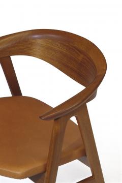 Erik Kirkegaard Erik Krikegaard Danish Teak Dining Chairs in Saddle Leather - 1308145