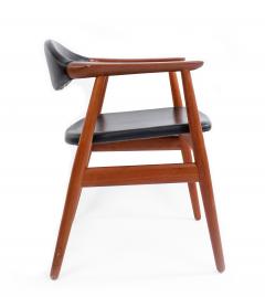 Erik Kirkegaard Set of 4 4 Black Vinyl and Teak Erik Kirkegaard Midcentury Side Chairs - 1438939