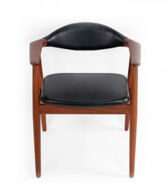 Erik Kirkegaard Set of 4 4 Black Vinyl and Teak Erik Kirkegaard Midcentury Side Chairs - 1438942