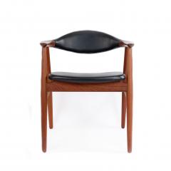 Erik Kirkegaard Set of 4 4 Black Vinyl and Teak Erik Kirkegaard Midcentury Side Chairs - 1438944