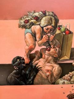 Erik Thor Sandberg Grotesque Nude Figures in Battle like Hieronymus Bosch - 4341563