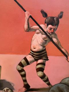 Erik Thor Sandberg Grotesque Nude Figures in Battle like Hieronymus Bosch - 4341564