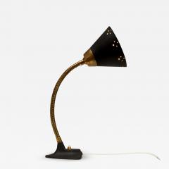 Erik W rn Black and Brass Gooseneck Desk Lamp by Erik W rn for Ew V rnamo Sweden 1950s - 2628012