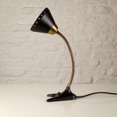 Erik W rn Black and Brass Gooseneck Desk Lamp by Erik W rn for Ew V rnamo Sweden 1950s - 3450571