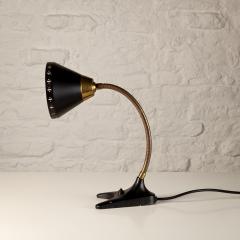 Erik W rn Black and Brass Gooseneck Desk Lamp by Erik W rn for Ew V rnamo Sweden 1950s - 3450572