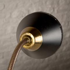 Erik W rn Black and Brass Gooseneck Desk Lamp by Erik W rn for Ew V rnamo Sweden 1950s - 3450576