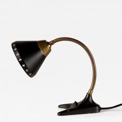 Erik W rn Black and Brass Gooseneck Desk Lamp by Erik W rn for Ew V rnamo Sweden 1950s - 3452511