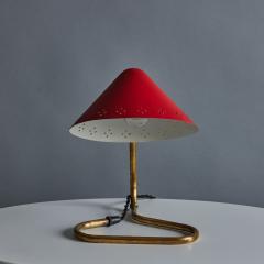 Erik W rn Pair of 1950s Erik Warna GK14 Red and Brass Perforated Shade Table Lamps - 3364242