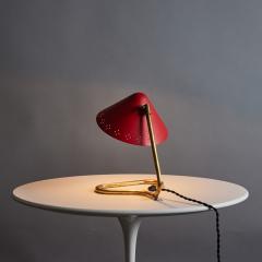 Erik W rn Pair of 1950s Erik Warna GK14 Red and Brass Perforated Shade Table Lamps - 3364245