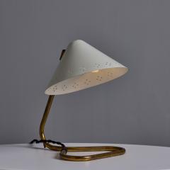 Erik W rn Pair of 1950s Erik Warna GK14 White and Brass Perforated Shade Table Lamps - 4255087