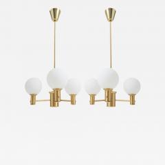 Erik W rn Pair of Brass and Glass Ceiling Lights by Erik W rn  - 2813589