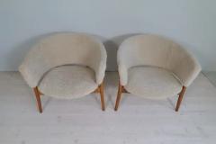 Erik W rts Erik Worts Mid Century Lounge Charis in Sheepskin Shearling and Stained Wood Sweden 1962 - 3184177