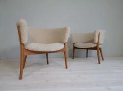 Erik W rts Erik Worts Mid Century Lounge Charis in Sheepskin Shearling and Stained Wood Sweden 1962 - 3184179