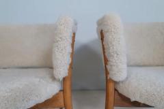 Erik W rts Erik Worts Mid Century Lounge Charis in Sheepskin Shearling and Stained Wood Sweden 1962 - 3184205