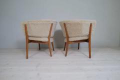 Erik W rts Erik Worts Mid Century Lounge Charis in Sheepskin Shearling and Stained Wood Sweden 1962 - 3184207