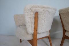 Erik W rts Erik Worts Mid Century Lounge Charis in Sheepskin Shearling and Stained Wood Sweden 1962 - 3184208