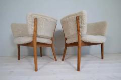 Erik W rts Erik Worts Mid Century Lounge Charis in Sheepskin Shearling and Stained Wood Sweden 1962 - 3184210