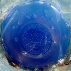 Ermanno Nason Ermanno Nason Hand Blown Vase in Opalescent Blue Glass Gold Overlay 1967 - 286153