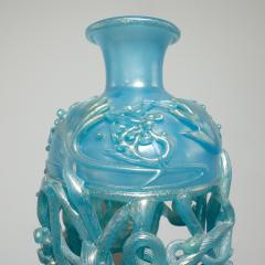Ermanno Nason Ermanno Nason Hand Blown Vase in Opalescent Blue Glass Gold Overlay 1967 - 286157