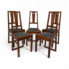 Ernest Archibald Taylor E A Taylor A Set of Five Arts Crafts Oak Side Chairs with Heart Cut outs - 4182967