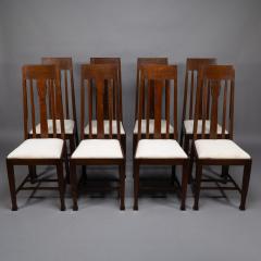 Ernest Archibald Taylor Set of Eight Arts Crafts Glasgow School Oak Dining Chairs with Tulip Details - 4182981