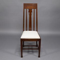 Ernest Archibald Taylor Set of Eight Arts Crafts Glasgow School Oak Dining Chairs with Tulip Details - 4182989