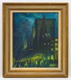 Ernest Fiene Winter Evening Fifth Avenue Night Scene - 2110359