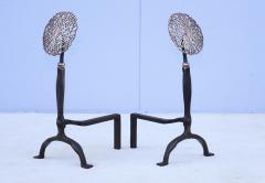 Ernest Gimson 1900s Ernest Gimson Style Brass And Iron Andirons - 3857791