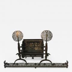 Ernest Gimson STYLIZED FOILIATE COTSWOLD SCHOOL ANDIRONS AND SURROUND - 685142