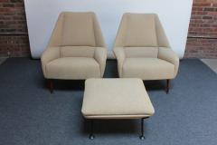 Ernest Race Pair of Ernest Race Flamingo Lounge Chairs and Ottoman - 2148943