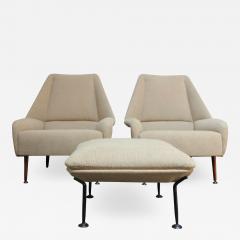 Ernest Race Pair of Ernest Race Flamingo Lounge Chairs and Ottoman - 2151537