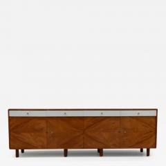 Ernesto Hauner Credenza in Hardwood and Brass Ernesto Hauner for Mobilinea c 1960s - 3560459