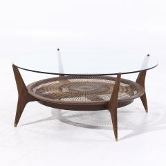 Erno Fabry Erno Fabry Mid Century Walnut and Cane Coffee Table - 4074155