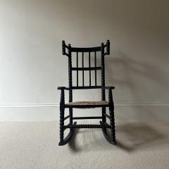 Ernrst Gimson Arts and Crafts Bobbin Ebonized Small Rocking Chair attributed to Ernest Gimson - 4505442