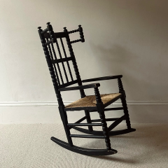 Ernrst Gimson Arts and Crafts Bobbin Ebonized Small Rocking Chair attributed to Ernest Gimson - 4505451