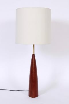 Ernst Henriksen Tall Ernst Henriksen Denmark Turned Teak and Brass Table Lamp 1960s - 1603506