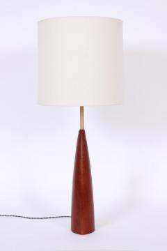 Ernst Henriksen Tall Ernst Henriksen Denmark Turned Teak and Brass Table Lamp 1960s - 1603508