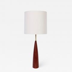 Ernst Henriksen Tall Ernst Henriksen Denmark Turned Teak and Brass Table Lamp 1960s - 1605277