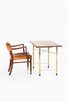 Ernst K hn Lysberg Hansen Therp Rosewood Brass Desk 1940s - 4621426