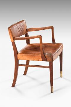 Ernst K hn Teak Leather Brass Armchair Attributed to Ernst K hn 1940s - 4632591