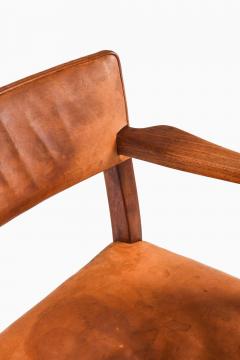 Ernst K hn Teak Leather Brass Armchair Attributed to Ernst K hn 1940s - 4632593