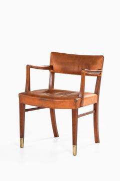 Ernst K hn Teak Leather Brass Armchair Attributed to Ernst K hn 1940s - 4632999