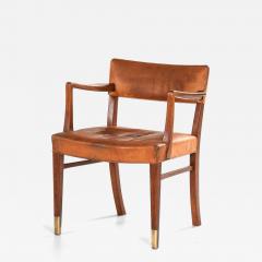 Ernst K hn Teak Leather Brass Armchair Attributed to Ernst K hn 1940s - 4633000