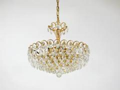 Ernst Palme Ernst Palme Palwa Hollywood Regency Gilt Brass Crystals Chandelier 1970s - 4067251