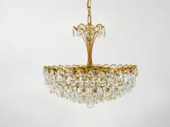 Ernst Palme Ernst Palme Palwa Hollywood Regency Gilt Brass Crystals Chandelier 1970s - 4067252