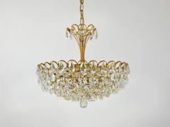 Ernst Palme Ernst Palme Palwa Hollywood Regency Gilt Brass Crystals Chandelier 1970s - 4067253