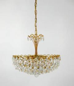 Ernst Palme Ernst Palme Palwa Hollywood Regency Gilt Brass Crystals Chandelier 1970s - 4067254